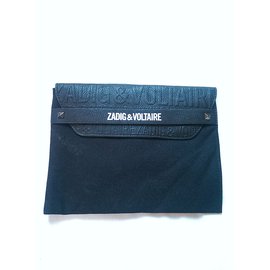Zadig & Voltaire-bolsa de algodón con solapa-Negro