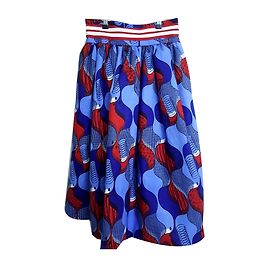 Stella Jean Jupe Blanc Rouge Bleu Bleu Marine