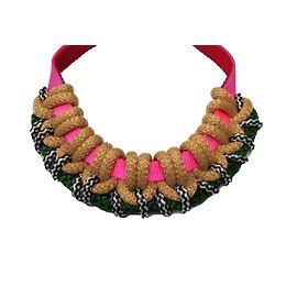 Autre Marque Collier réversible Claudia Savelli ruban fuchsia et rouge Multicolore