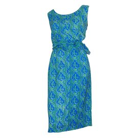 Autre Marque Robe mini Neiman Marcus bleu vert coton Bleu Vert