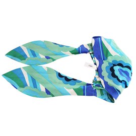 Juicy Couture-bandana da spiaggia di seta-Blu,Multicolore,Verde