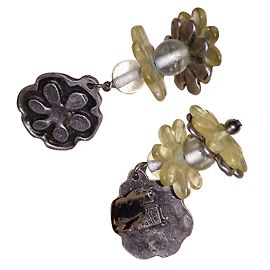 Boucles D'Oreilles Clip Vintage Philippe Audibert Paris - Pierre Rouge Rubis