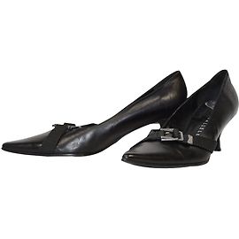 Autre Marque Escarpins PARALLELE en cuir noir avec boucle métal Taille 39.5 Noir