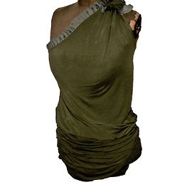 Vestido curto drapeado Pinko cáqui Caqui