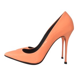 Gianmarco Lorenzi-GIANMARCO LORENZI Zapatos de tacón alto de charol-Naranja,Coral