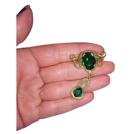 Vintage-Pins & brooches-Golden,Green