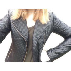 Autre Marque Schwarze Lederjacke Größe 36 Schwarz