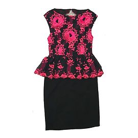 Vestido de cocktail Alice + Olivia em seda preto e rosa Preto Rosa