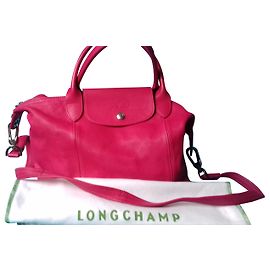 Longchamp pliage CUIR fushia Rose