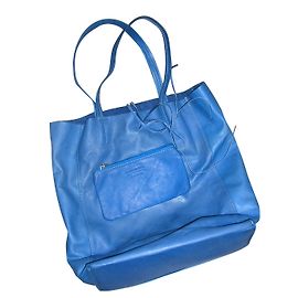 No Brand Blue Leather Handbag with Clutch Blue