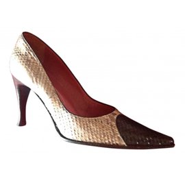Sergio Rossi Python Pumps Beige Schwarz Größe 38 Python drucken