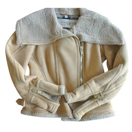 Burberry Brit-Blouson en peau retournée-Beige