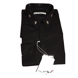 Givenchy Estrellas de plata en cuello slim fit camisa Negro