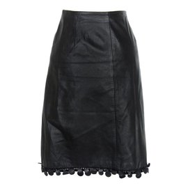 Autre Marque-Fabrizio Corsi Leather Skirt-Black