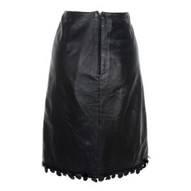 Autre Marque-Fabrizio Corsi Leather Skirt-Nero