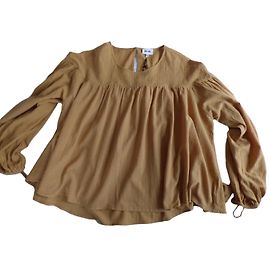 Top Bel Air Taz in cotone senape e marrone chiaro Senape Marrone chiaro