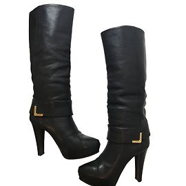 Botas Louis Vuitton de couro preto 37.5 Preto