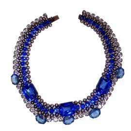 Vintage-Collares-Plata,Azul marino