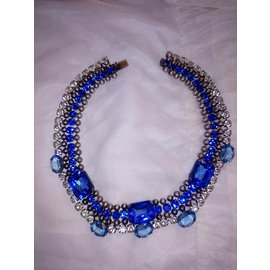 Vintage-Collares-Plata,Azul marino
