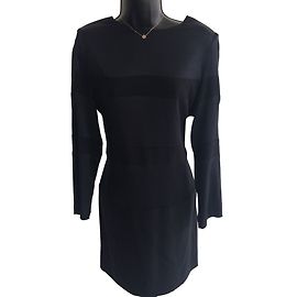 Sandro Kleid schwarz aus Krepp mit Satinbändern Schwarz