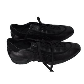 Christian Dior-Zapatillas de cuero negras-Negro