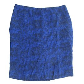 Saia lápis estampada CAROLL azul e preta em viscose Preto Azul