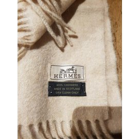 Hermès-Men Scarves-Beige