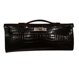 Hermès pochette Kelly cut crocodile Noir