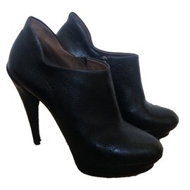 Lanvin Black Leather Heels 40 Black