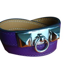 Hermès-Pulsera de raya rayada-Púrpura