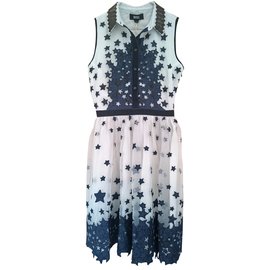 Diesel Vestido Blanco Azul Azul marino