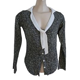 Cotélac Hemd Grau Schwarz Gemustert Polyester 36FR Mehrfarben
