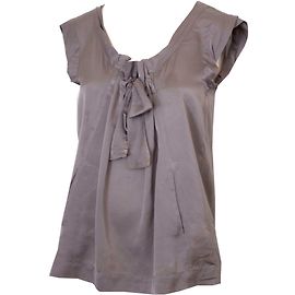 Comptoir Des Cotonniers Silk Top with Bow Detail Grey Silvery Dark grey