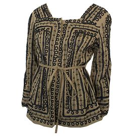 Autre Marque Almatrichi Cotton Belted Jacket Black Embroidery Brown Black Multiple colors