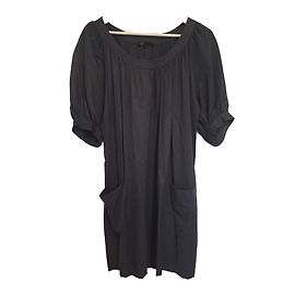 Robe Maje en viscose bleue à manches ballon Bleu