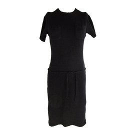Balenciaga-Short Sleeve Black Dress-Black