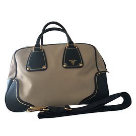 Prada-Handbags-Black,Beige