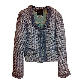 Maison Scotch Giacca di tweed blu e bianca Bianco Blu