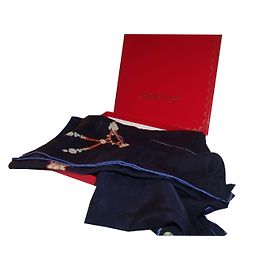Sciarpa Cartier in seta blu navy con monogramma Blu navy
