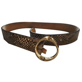 Fendi-Snakeskin Belt-Grey,Dark grey,Light brown