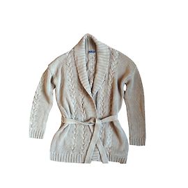 Petit Bateau Lange Strickjacke Caramel Baumwolle Karamell