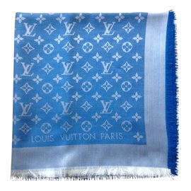 Louis Vuitton-Bufanda clásica del monograma-Azul