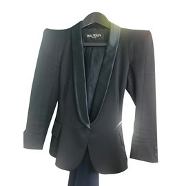 Balmain Black Silk and Cotton Jacket Black