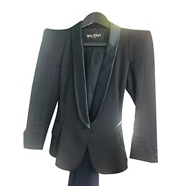 Balmain Jacke schwarz aus Seide und Baumwolle Schwarz