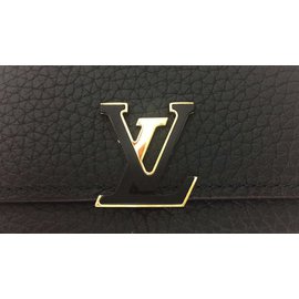 Louis Vuitton-Superbe Portefeuille Louis Vuitton Capucines Compact noir neuf !-Noir,Rose