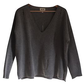 Pull col v en laine bel air Gris