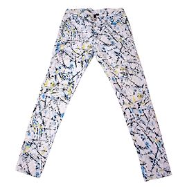 Autre Marque Jeans Edun Blanc en Coton Imprimé Jackson Pollock Taille 27 Multicolore Écru