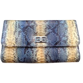 Autre Marque Borsa in pitone blu e beige Blu Beige