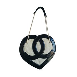 Chanel-Herz CC Logo Tasche-Schwarz,Beige