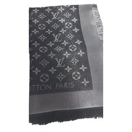 Louis Vuitton-Louis Vuitton Shawl Monogram Shine Black-Negro